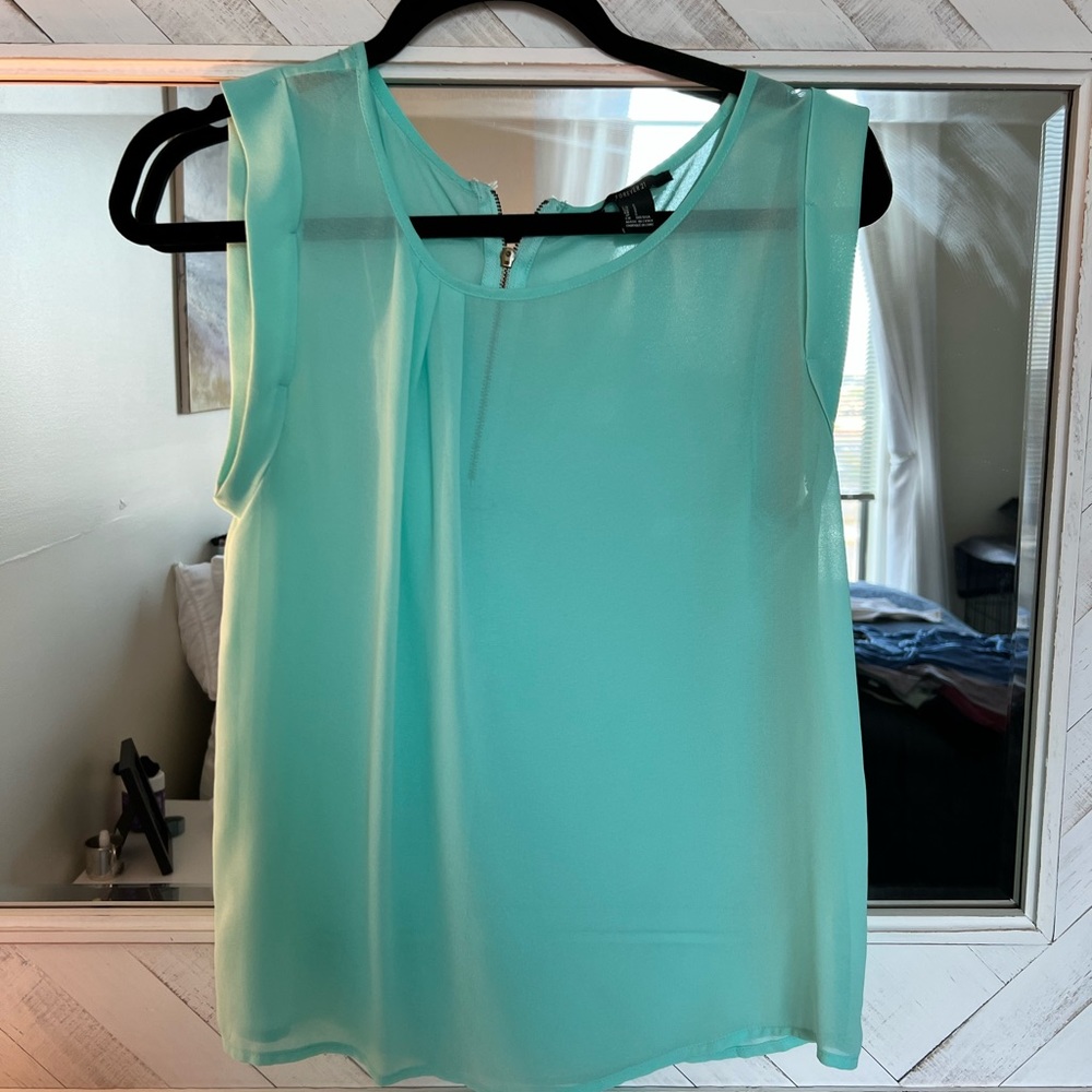 Sheer blue tank top